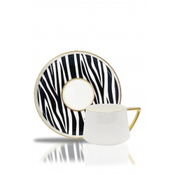 Zebra Desenli Kahve Takımı 6 Kişilik 