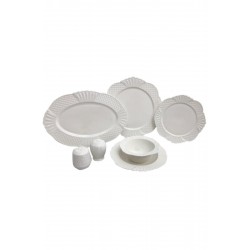 Floransa 27P.-6 Kş.Geometrik Rölyefli Ekru Yemek Takımı