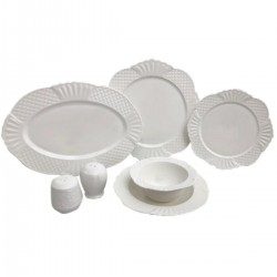 Floransa 27P.-6 Kş.Geometrik Rölyefli Ekru Yemek Takımı