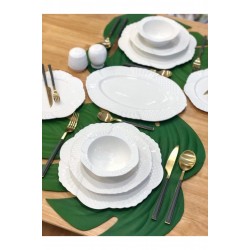 Floransa 27P.-6 Kş.Geometrik Rölyefli Ekru Yemek Takımı