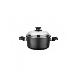 Leggno Indüksiyon Tabanlı Pyrex Kapaklı Döküm Derin Tencere 20 CM-BLK2222DT20