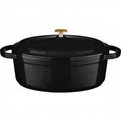 Leggno Flame Derin Döküm Tencere Siyah Altın Kulplu 20CM