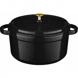 Leggno Flame Derin Döküm Tencere Siyah Altın Kulplu 28CM