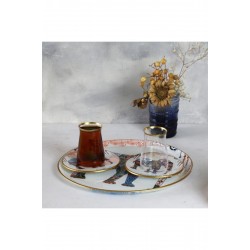 Glore Elephant Beyaz 5 Parça Tepsili Çay Seti