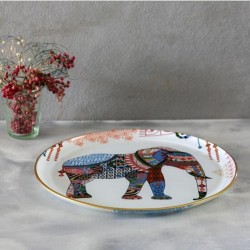 Glore Elephant Beyaz 5 Parça Tepsili Çay Seti